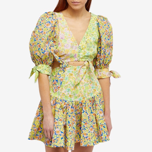 ALÉMAIS Women's Daisy Spliced Mini Dress in Multi Color - Picture 3 of 12